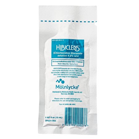 Molnlycke Antiseptic / Antimicrobial Skin Cleanser Hibiclens® 15 mL Individual Packet 4% Strength CHG (Chlorhexidine Gluconate) NonSterile - Box of 50 - 57517-BX