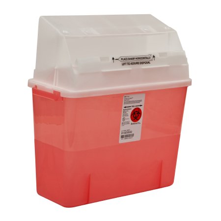 Cardinal Sharps Container GatorGuard™ In-Room™ Translucent Red Base 8-3/4 H X 12-1/4 W X 12-1/4 D Inch Horizontal Entry 2 Gallon - Case of 12 - 31323333-CS