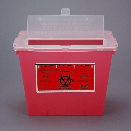 Bemis Healthcare Sharps Container Bemis™ Sentinel Translucent Red Base 8-5/8 H X 11-5/8 L X 7-3/4 W Inch Horizontal Entry 2 Gallon - Case of 30 - 102 030-CS