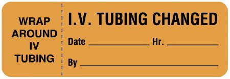 United Ad Label Pre-Printed Label pdc® Anesthesia Label Orange Plastic IV Tubing Changed Black Syringe Label 1 X 3 Inch - Roll of 1 - ULIV407-RL