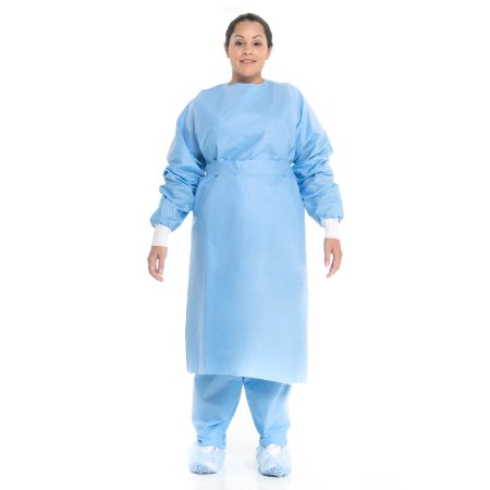 O&M Halyard Inc Protective Procedure Gown Large Blue NonSterile Not Rated Disposable - Pack of 10 - 69025-PK