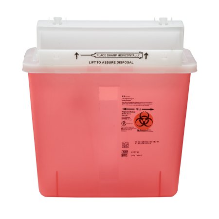 Cardinal Sharps Container SharpStar™ In-Room™ Translucent Red Base 12-1/2 H X 5-1/2 D X 10-3/4 W Inch Horizontal Entry 1.25 Gallon - Case of 20 - 8507SA-CS
