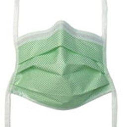 Aspen Surgical Products Surgical Mask Fog Shield® Anti-fog Tape Pleated Tie Closure One Size Fits Most Green NonSterile Not Rated Adult - Box of 50 - 65-3322-BX