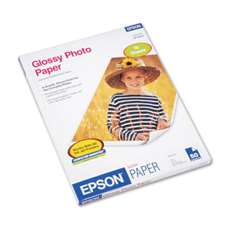 Epson® Glossy Photo Paper, 9.4 mil, 8.5 x 11, Glossy White, 50/Pack - Pack of 1 - EPS-S041649-PK