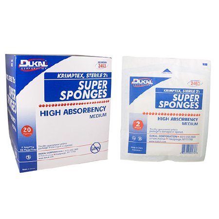 Dukal Fluff Dressing Krimptex 6 X 6-3/4 Inch 2 per Pack Sterile 1-Ply Rectangle - Case of 480 - 2463-CS