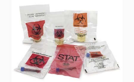 Medegen Medical Products LLC Specimen Transport Bag with Document Pouch Lab Guard® 6 X 9 Inch Zip Closure STAT / Biohazard Symbol / Storage Instructions NonSterile - Case of 1000 - 4075-CS