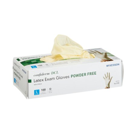 McKesson Exam Glove McKesson Confiderm® Large NonSterile Latex Standard Cuff Length Smooth Ivory Not Rated - Case of 1000 - 14-318-CS