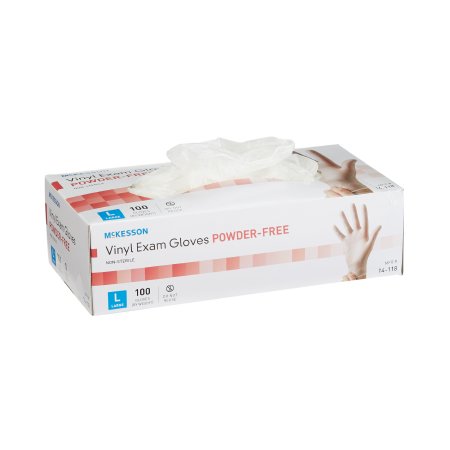 McKesson Exam Glove McKesson Large NonSterile Vinyl Standard Cuff Length Smooth Clear Not Rated - Box of 100 - 14-118-BX