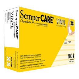 Sempermed USA Exam Glove Sempermed® Synthetic X-Small NonSterile Vinyl Standard Cuff Length Smooth Clear Not Rated - Case of 1000 - EVNP101-CS