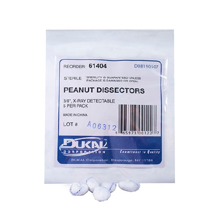 Dukal Surgical Peanut Sponge X-Ray Detectable Cotton 3/8 Inch Diameter 5 Count Pack Sterile - Case of 200 - 61404-CS