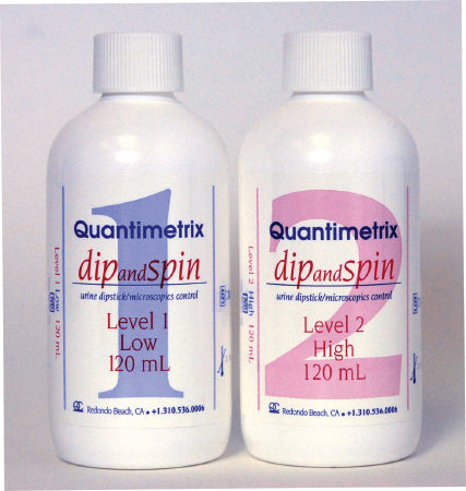 Quantimetrix Urine Chemistry Urinalysis Control Dip&Spin® Urinalysis / Microscopics 2 Levels 4 X 120 mL - Box of 4 - 1470-01-BX