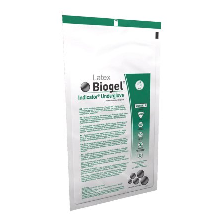 Molnlycke Surgical Underglove Biogel® Indicator™ Underglove Size 5.5 Sterile Latex Standard Cuff Length Smooth Green Not Chemo Approved - Case of 200 - 31255-CS