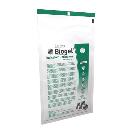 Molnlycke Surgical Underglove Biogel® Indicator™ Underglove Size 8 Sterile Latex Standard Cuff Length Smooth Green Not Chemo Approved - Box of 50 - 31280-BX