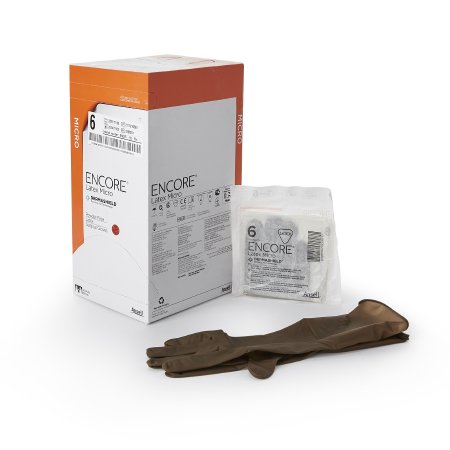 Ansell Surgical Glove ENCORE® Latex Micro Size 6 Sterile Latex Standard Cuff Length Micro-Textured Brown Chemo Tested - Box of 50 - 5787001-BX