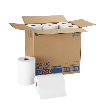 Georgia Pacific Paper Towel Pacific Blue Basic™ Hardwound Roll 7-7/8 Inch X 350 Foot - Case of 12 - 28706-CS