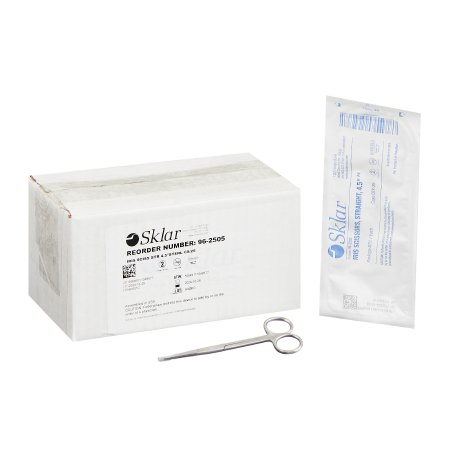 Sklar Iris Scissors Econo™ 4-1/2 Inch Length Floor Grade Stainless Steel Sterile Finger Ring Handle Straight Sharp Tip / Sharp Tip - Each - 96-2505-EA