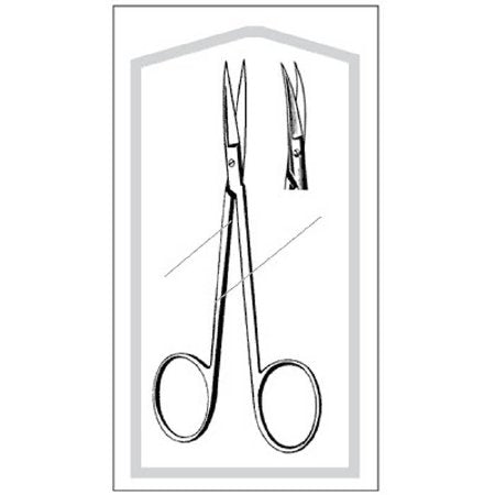 Sklar Iris Scissors Econo™ 4-1/2 Inch Length Floor Grade Stainless Steel Sterile Finger Ring Handle Curved Sharp Tip / Sharp Tip - Each - 96-2507-EA