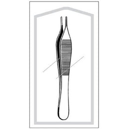 Sklar Dressing Forceps Econo™ Adson 4-3/4 Inch Length Floor Grade Pakistan Stainless Steel Sterile NonLocking Thumb Handle Straight Serrated Tips - Each - 96-2571-EA