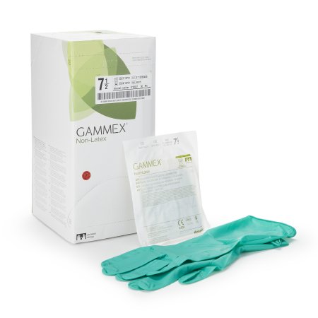 Ansell Surgical Glove GAMMEX® Non-Latex Size 7.5 Sterile Polyisoprene Standard Cuff Length Micro-Textured Green Chemo Tested - Box of 50 - 8515-BX