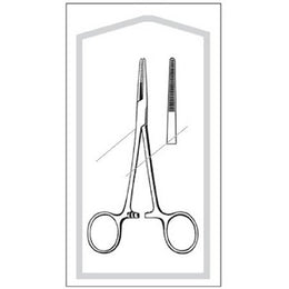 Sklar Hemostatic Forceps Econo™ Kelly 5-1/2 Inch Length Floor Grade Pakistan Stainless Steel Sterile Ratchet Lock Finger Ring Handle Straight Serrated Tip - Each - 96-2561-EA