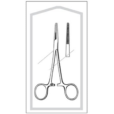 Sklar Hemostatic Forceps Econo™ Kelly 5-1/2 Inch Length Floor Grade Pakistan Stainless Steel Sterile Ratchet Lock Finger Ring Handle Straight Serrated Tip - Case of 25 - 96-2561-CS
