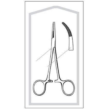 Sklar Hemostatic Forceps Econo™ Kelly 5-1/2 Inch Length Floor Grade Pakistan Stainless Steel Sterile Ratchet Lock Finger Ring Handle Curved Serrated Tip - Each - 96-2563-EA