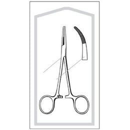Sklar Hemostatic Forceps Econo™ Kelly 5-1/2 Inch Length Floor Grade Pakistan Stainless Steel Sterile Ratchet Lock Finger Ring Handle Curved Serrated Tip - Case of 25 - 96-2563-CS