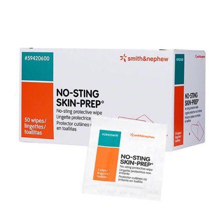 Smith & Nephew Skin Barrier Wipe No-Sting Skin-Prep 75 to 100% Strength Hexamethyldisiloxane / Acrylate Copolymer Individual Packet Sterile - Case of 1000 - 59420600-CS