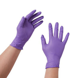 O&M Halyard Inc Exam Glove Purple Nitrile® Small NonSterile Nitrile Standard Cuff Length Textured Fingertips Purple Chemo Tested - Box of 100 - 55081-BX