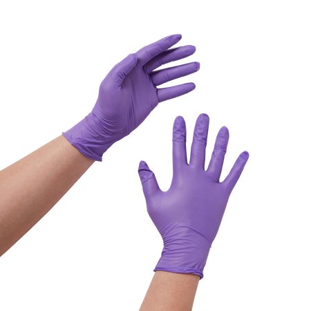 O&M Halyard Inc Exam Glove Purple Nitrile® Medium NonSterile Nitrile Standard Cuff Length Textured Fingertips Purple Chemo Tested - Box of 100 - 55082-BX