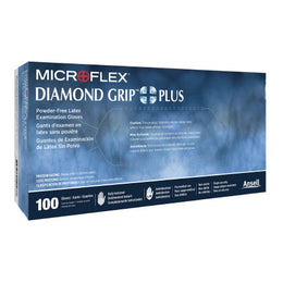 Microflex Medical Exam Glove Diamond Grip Plus™ Small NonSterile Latex Standard Cuff Length Fully Textured White Not Rated - Box of 100 - DGP-350-S-BX