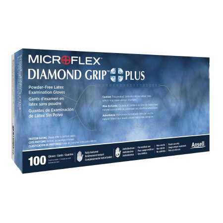 Microflex Medical Exam Glove Diamond Grip Plus™ Small NonSterile Latex Standard Cuff Length Fully Textured White Not Rated - Case of 1000 - DGP-350-S-CS