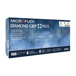 Microflex Medical Exam Glove Diamond Grip Plus™ Medium NonSterile Latex Standard Cuff Length Fully Textured White Not Rated - Box of 100 - DGP-350-M-BX