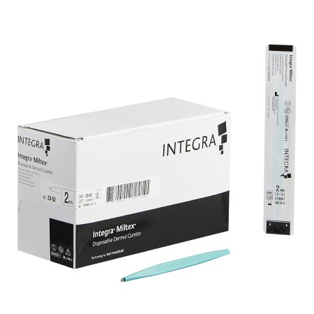Integra Lifesciences Dermal Curette Miltex® 5-1/2 Inch Length Flat Handle 2 mm Tip Round Loop Tip - Box of 50 - 33-52-BX