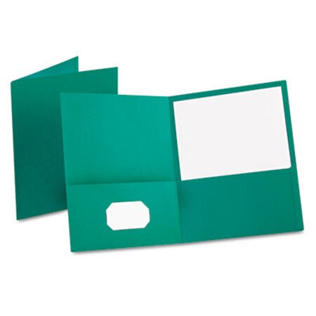 Oxford™ Twin-Pocket Folder, Embossed Leather Grain Paper, 0.5" Capacity, 11 x 8.5, Teal, 25/Box - Box of 1 - OXF-57555-BX