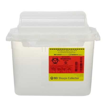 BD Sharps Container BD™ Translucent White Base 12 H X 12 W X 4-4/5 D Inch Horizontal Entry 1.35 Gallon - Case of 20 - 305551-CS