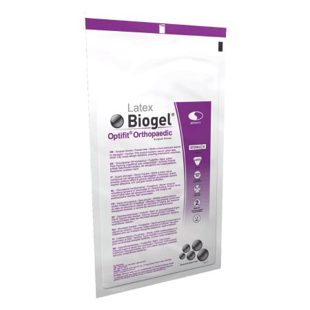 Molnlycke Surgical Glove Biogel® Optifit™ Orthopaedic Size 6 Sterile Latex Standard Cuff Length Micro-Textured Straw Not Chemo Approved - Case of 160 - 31060-CS
