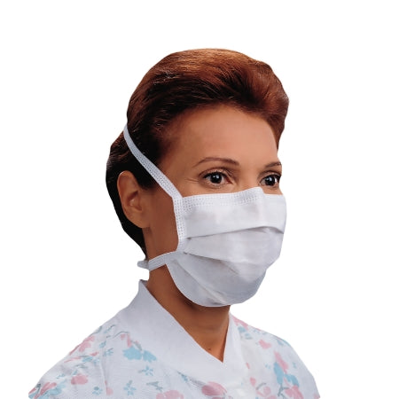 O&M Halyard Inc Surgical Mask Halyard Pleated Tie Closure One Size Fits Most White NonSterile Not Rated Adult - Box of 50 - 48390-BX
