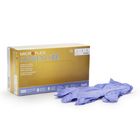 Microflex Medical Exam Glove Supreno® SE Large NonSterile Nitrile Standard Cuff Length Textured Fingertips Blue Not Rated - Box of 100 - SU-690-L-BX