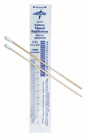 Medline Swabstick Cotton Tip Wood Shaft 3 Inch NonSterile 10 per Pack - Case of 100 - MDS202050-CS
