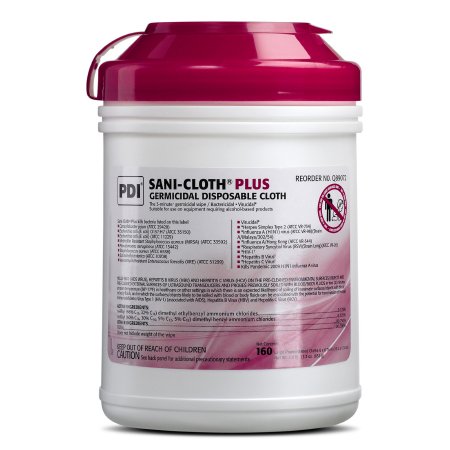 Professional Disposables Sani-Cloth® Plus Surface Disinfectant Cleaner Premoistened Germicidal Manual Pull Wipe 160 Count Canister Alcohol Scent NonSterile - Case of 1920 - Q89072-CS