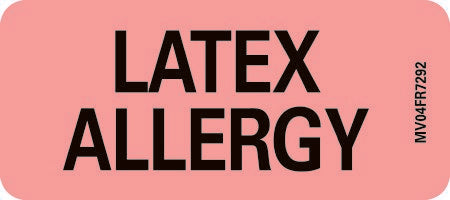 Precision Dynamics Pre-Printed Label MedVision® Allergy Alert Red Latex Allergy Black Alert Label 1 X 2-1/4 Inch - Roll of 1 - MV04FR7292-RL