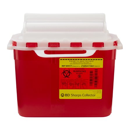 BD Sharps Container BD™ Red Base 12 H X 12 W X 4-4/5 D Inch Horizontal Entry 1.35 Gallon - Case of 20 - 305517-CS