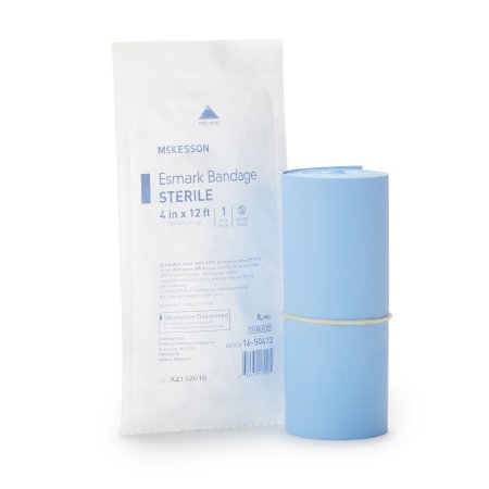 McKesson Esmark Compression Bandage McKesson 4 Inch X 4 Yard No Closure Blue Sterile High Compression - Case of 20 - 16-50412-CS