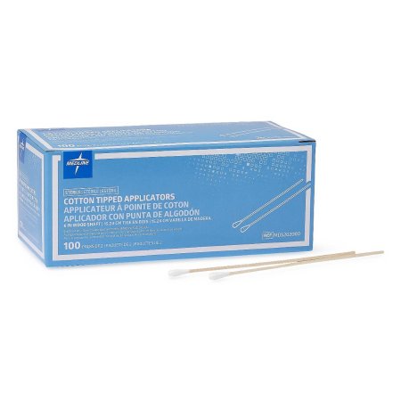 Medline Swabstick Cotton Tip Wood Shaft 6 Inch Sterile 2 per Pack - Box of 100 - MDS202000-BX