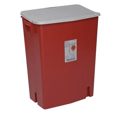 Cardinal Sharps Container SharpSafety™ Red Base 27-1/2 H X 15-1/4 D X 21-1/4 W Inch Horizontal / Vertical Entry 30 Gallon - Each - 8930SA-EA