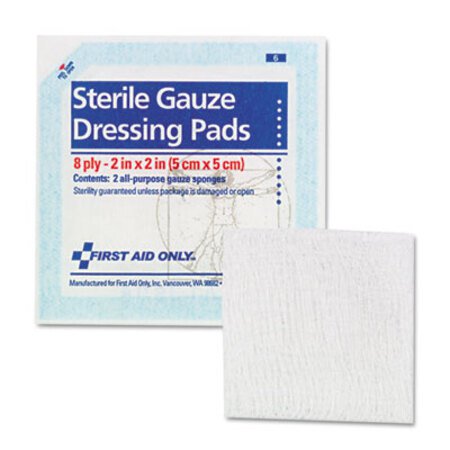 First Aid Only™ SmartCompliance Gauze Pads, Sterile, 8-Ply, 2 x 2, 5 Dual-Pads/Pack - Pack of 1 - FAO-FAE5000-PK