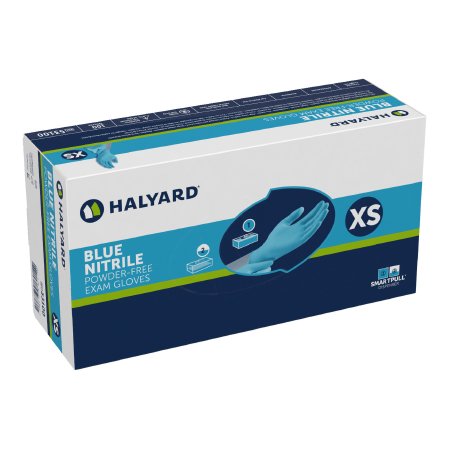 O&M Halyard Inc Exam Glove Blue Nitrile® X-Small NonSterile Nitrile Standard Cuff Length Textured Fingertips Blue Not Rated - Case of 1000 - 53100-CS