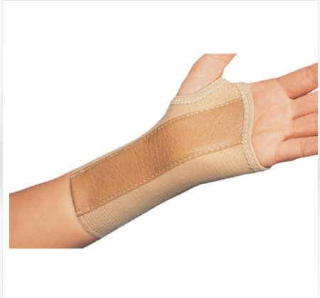 DJO Wrist Brace ProCare® Low Profile / Contoured / Wraparound Aluminum / Cotton / Elastic Left Hand Beige X-Large - Each - 79-87088-EA