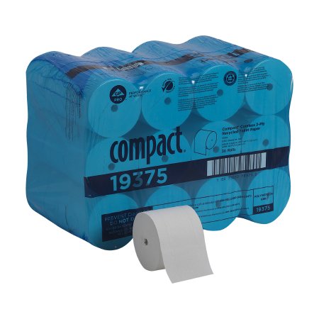 Georgia Pacific Toilet Tissue Compact® White 2-Ply Standard Size Coreless Roll 1000 Sheets 3-4/5 X 4-1/20 Inch - Case of 36 - 19375-CS